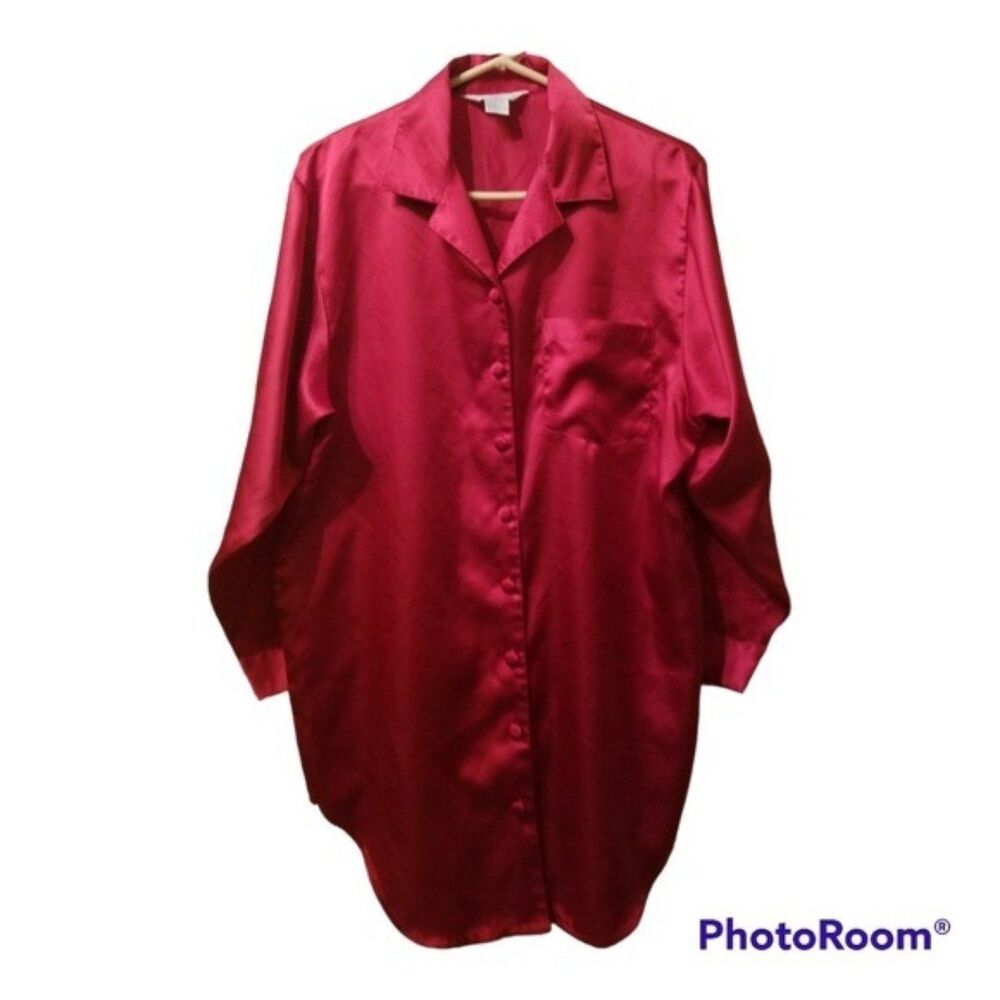 Ashley Houston Red Satin Sleepshirt Size Medium